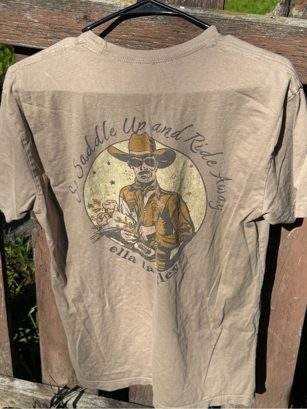Ella Langley - Saddle Up and Ride Away Shirt Cowboy Design on the Back  - Size M